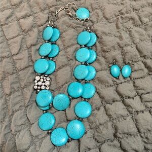 Turquoise Statement Necklace and Earring Set